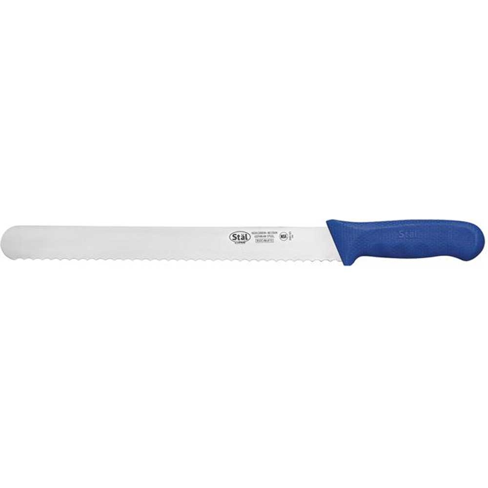 Winco Stal Wavy Edge Bread Slicer Knife with Blue Polypropylene Handle, 12 inch -- 6 per case.