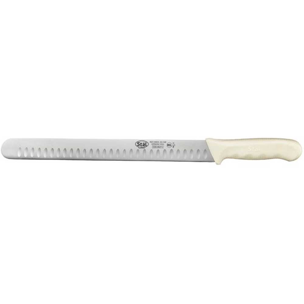 Winco Stal Wide Hollow Ground Slicer with White Polypropylene Handle, 12 inch -- 6 per case.