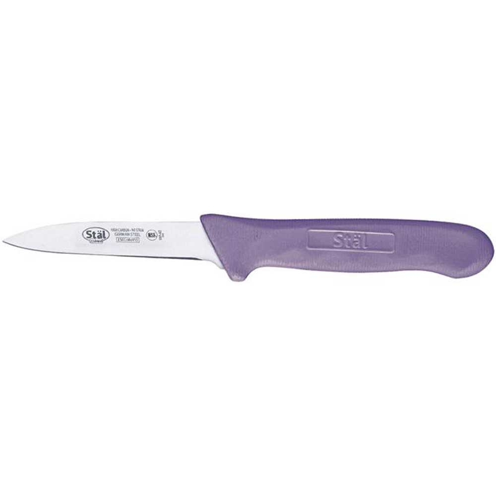 Winco Stal Stamped Paring Knife with Purple Polypropylene Handle, 3.25 inch -- 12 per case.