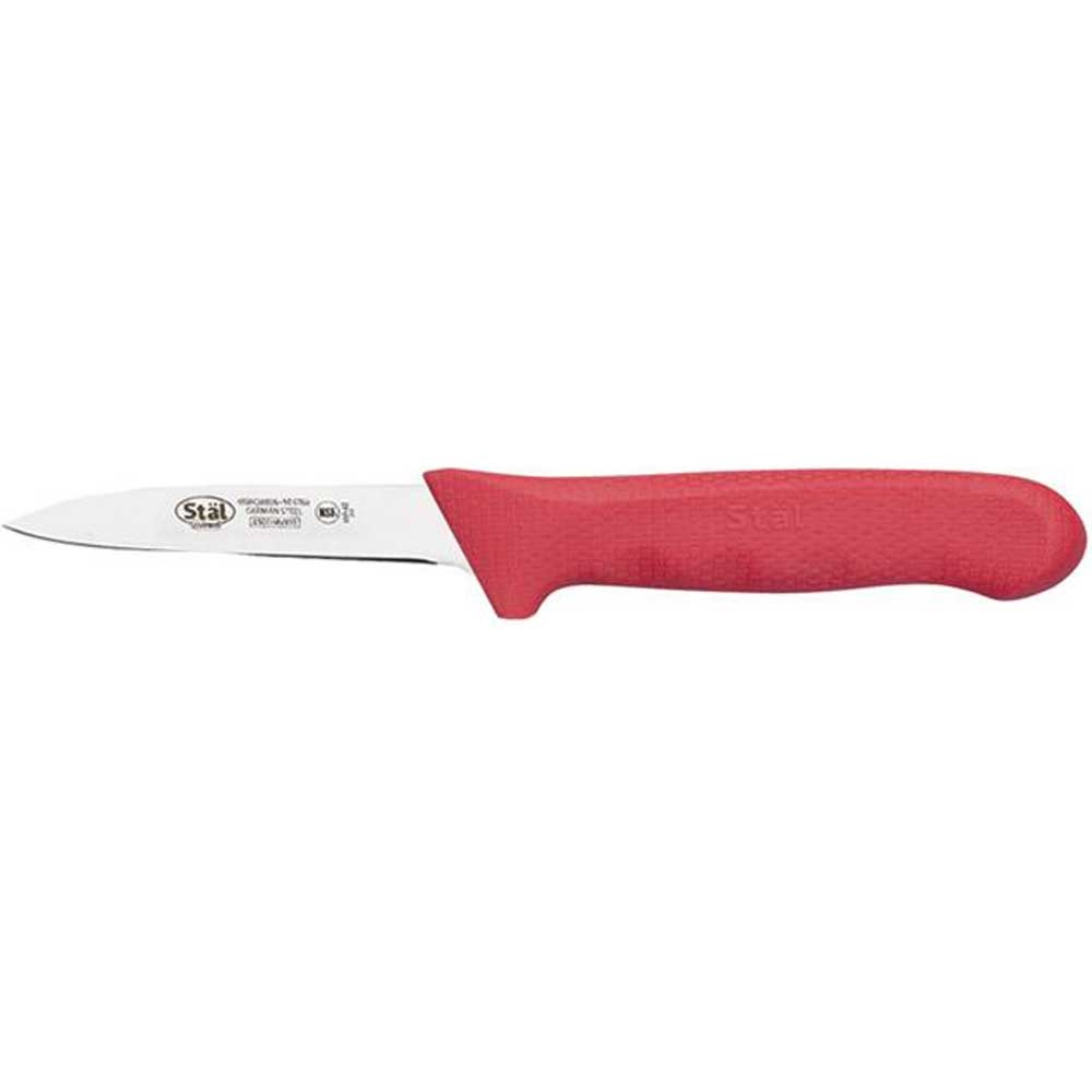 Winco Stal Paring Knife with Red Polypropylene Handle, 3.25 inch -- 12 per case.