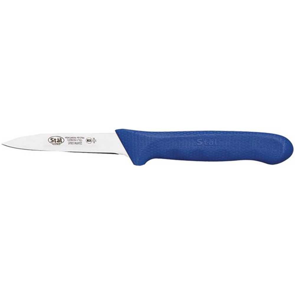 Winco Stal Paring Knife with Blue Polypropylene Handle, 3.25 inch -- 12 per case.