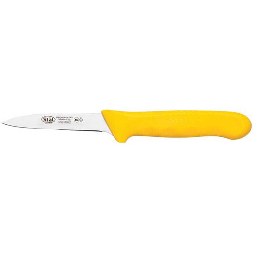 Winco Stal Paring Knife with Yellow Polypropylene Handle, 3.25 inch -- 12 per case.