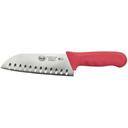 Winco Stal Santoku Knife with Red Polypropylene Handle, 7 inch -- 6 per case.