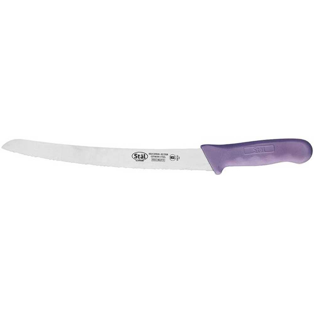 Winco Stal Curved Bread Knife with White Polypropylene Handle, 10 inch -- 6 per case.