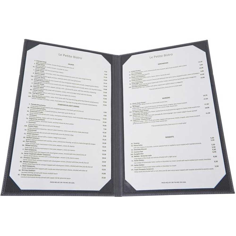Winco Grey Two Views Menu Cover fits 8 1/2 x 14 inch Legal Size Paper Inserts -- 10 per case.