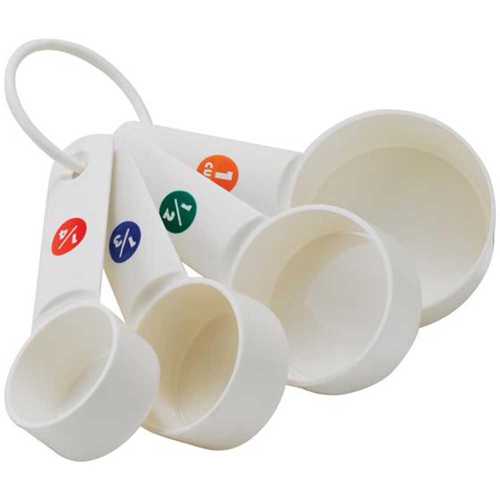 Winco Plastic White 4 Pieces Measuring Cup Set -- 12 set per case.