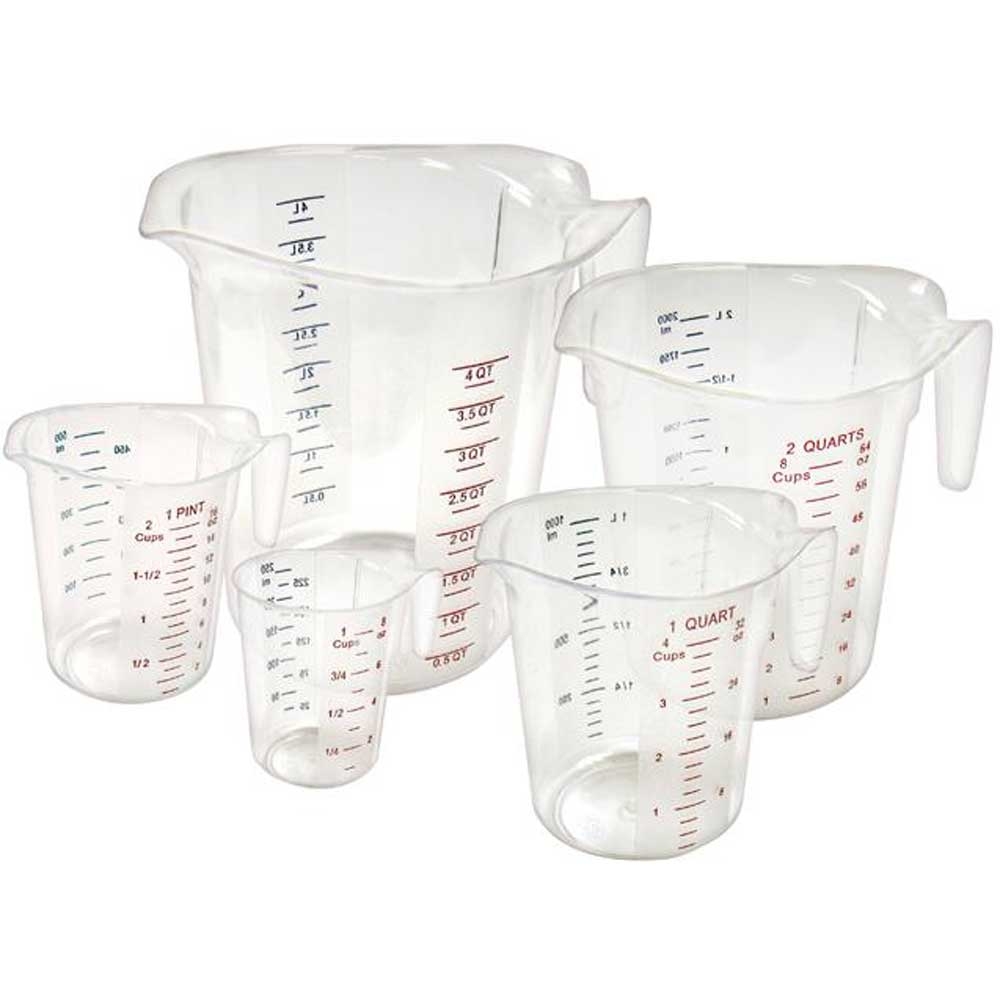 Winco Color Graduations 5 Pieces Polycarbonate Measuring Cup Set -- 6 set per case.