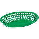 Winco Green Oval Fast Food Basket, 10 1/4 x 6 3/4 x 2 inch -- 3 per case.