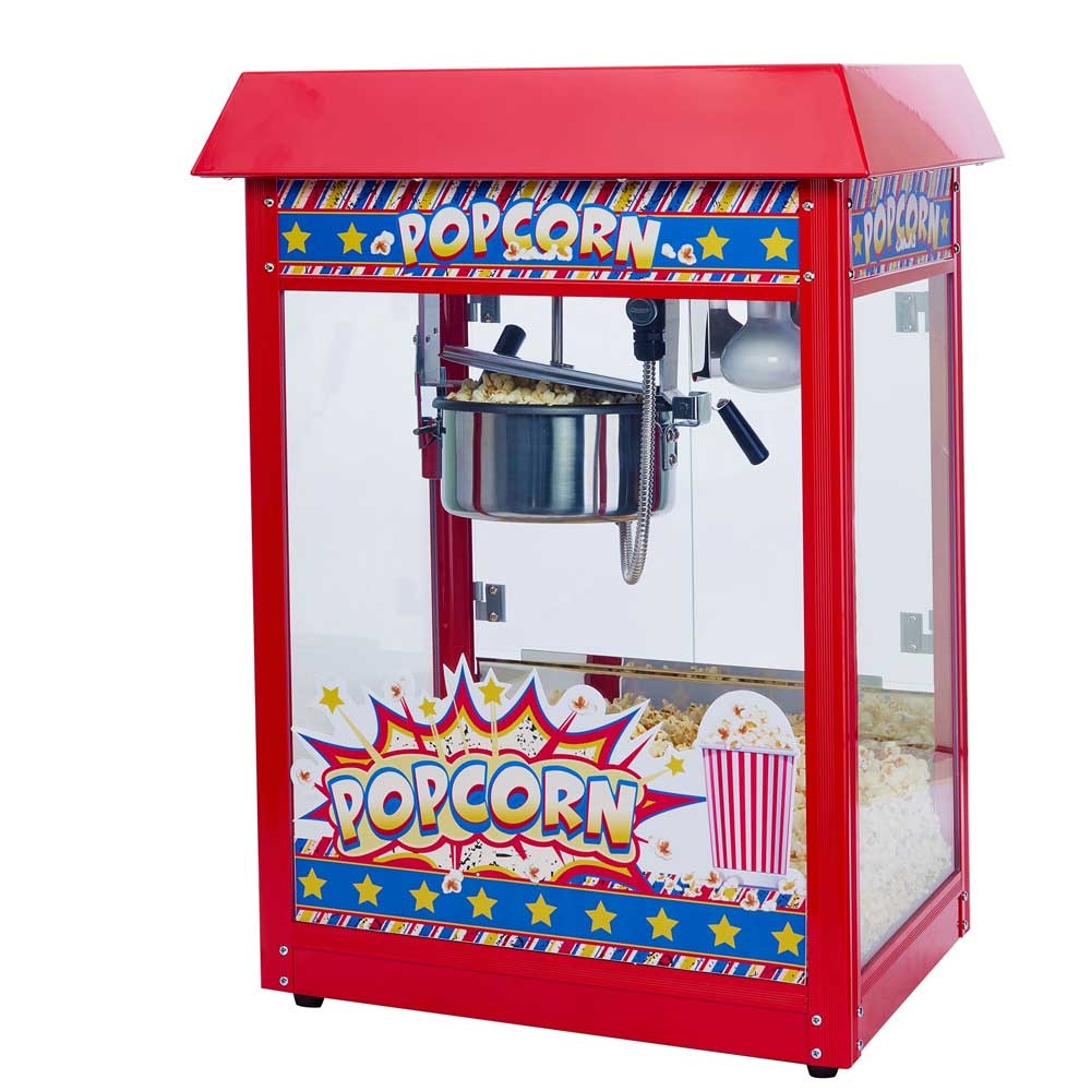 Winco Showtime Red Electric 8 Ounce Popcorn Machine Set, 120V.
