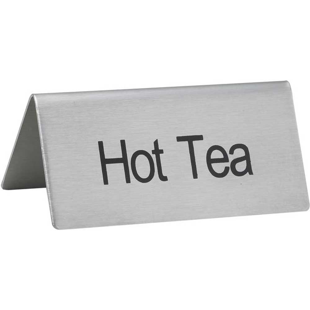 Winco Stainless Steel Hot Tea Tent Sign, 3 x 1 1/4 x 1 1/2 inch -- 12 per case.