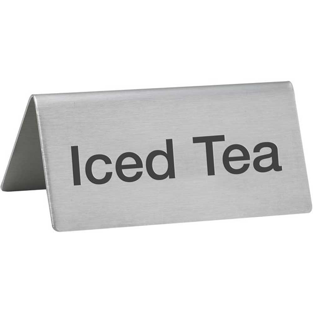Winco Stainless Steel Iced Tea Tent Sign, 3 x 1 1/4 x 1 1/2 inch -- 12 per case.