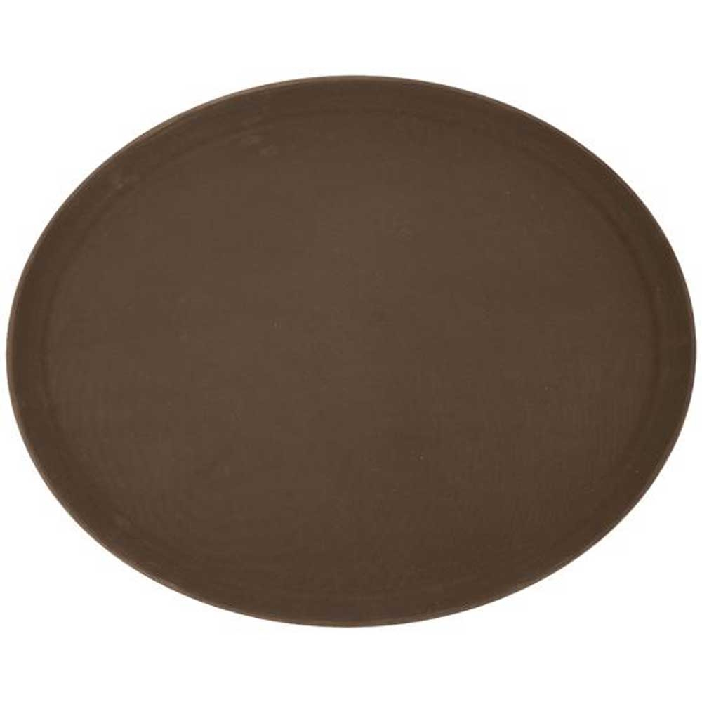 Winco Brown Non Slip Oval Premium Fiberglass Tray, 26 x 22 inch -- 6 per case.