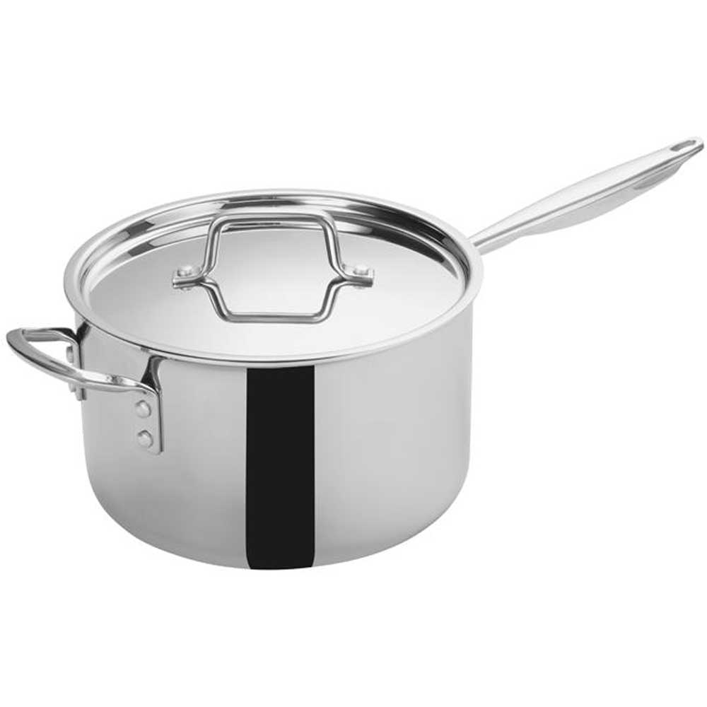 Winco Tri Gen Triply Stainless Steel Helper Handle Sauce Pan with Cover, 7 Quart -- 2 per case.