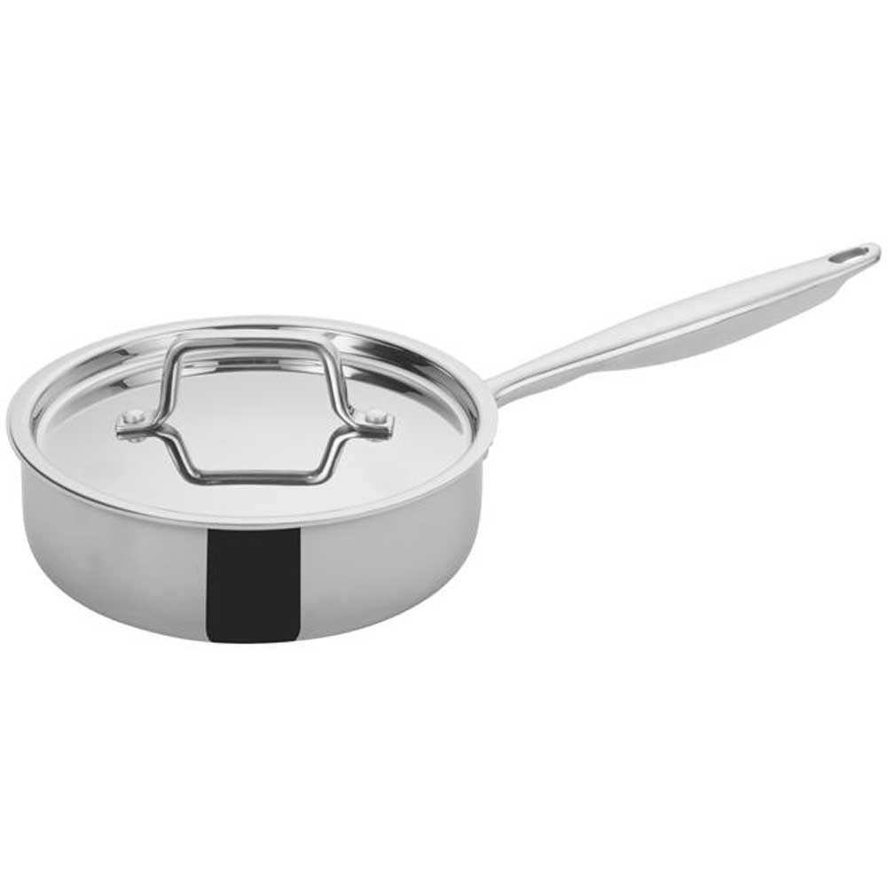 Winco Tri Gen Triply Stainless Steel Saute Pan with Cover, 2 Quart -- 6 per case.