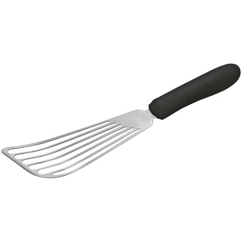 Winco Black Polypropylene Handle Fish Spatula, 6 3/4 x 3 1/4 inch Blade -- 12 per case.