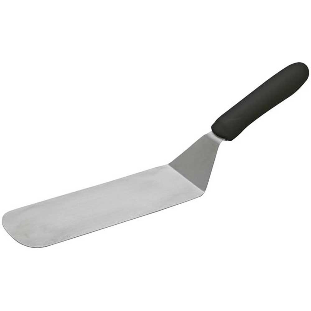 Winco Flexible Offset Turner with Black Polypropylene Handle, 8 1/4 x 2 7/8 inch Blade -- 12 per case.