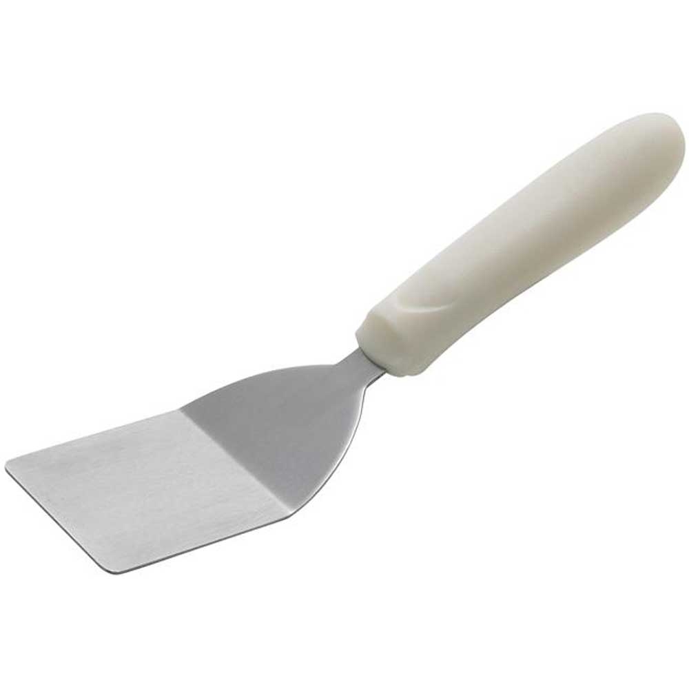 Winco Mini Offset Turner with White Polypropylene Handle, 2 x 2 1/4 inch Blade -- 12 per case.