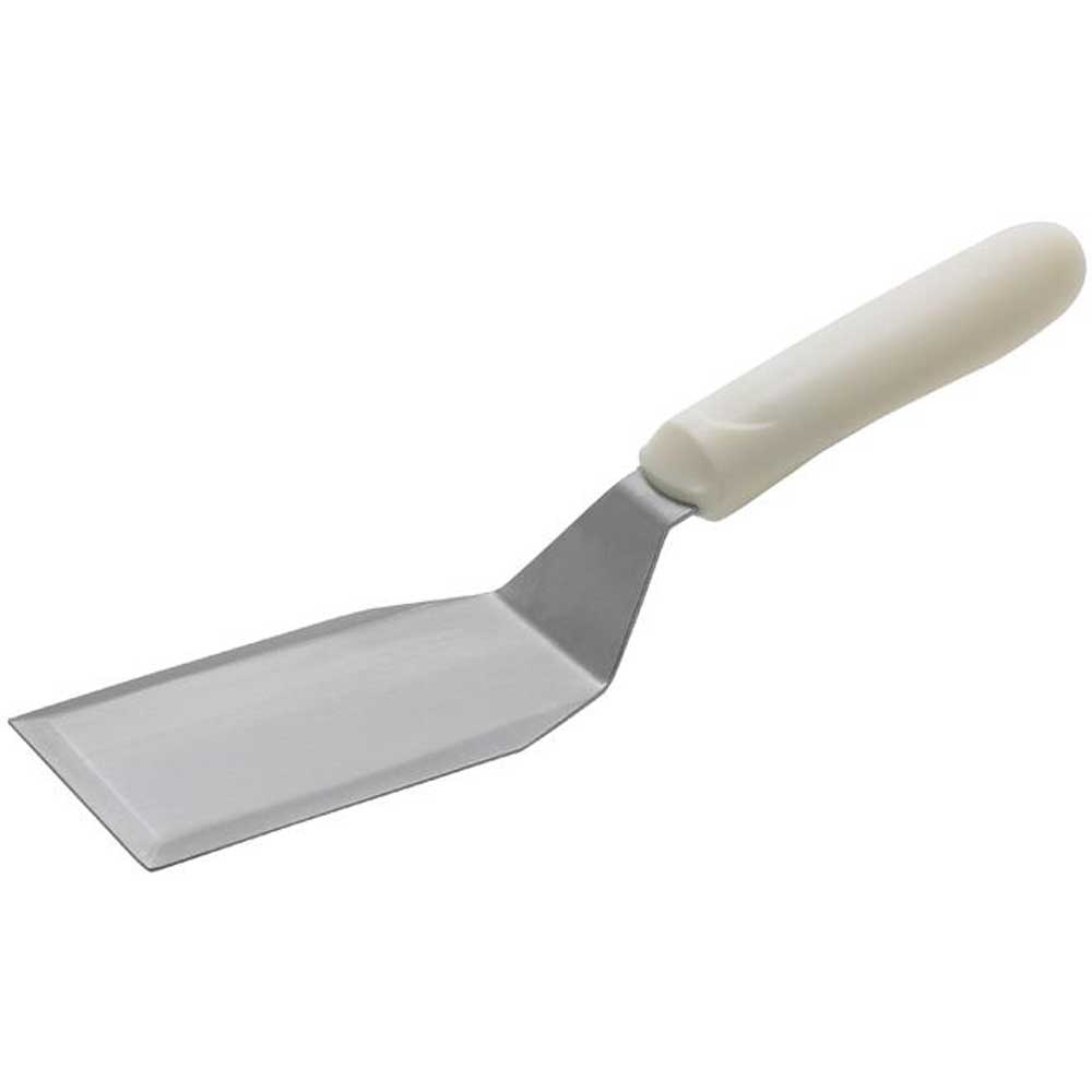 Winco Hamburger Offset Turner with White Polypropylene Handle, 5 1/8 x 2 7/8 inch Blade -- 12 per case.