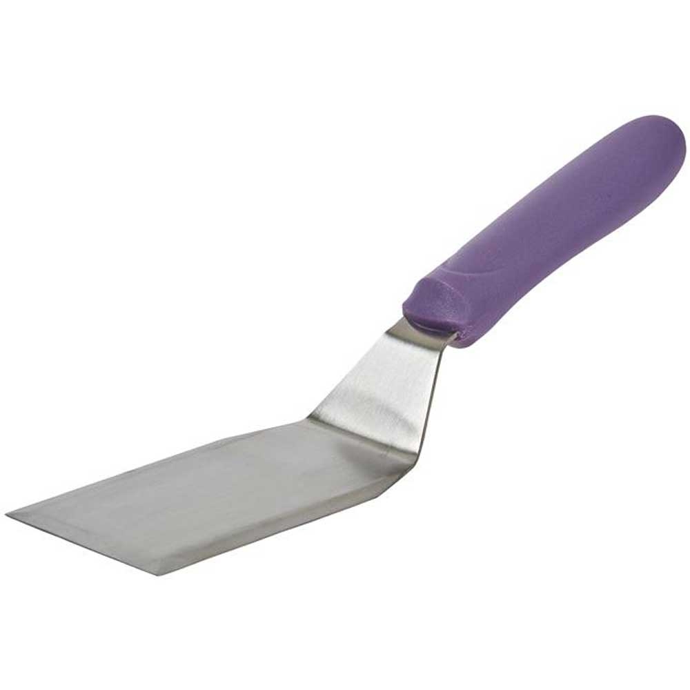 Winco Hamburger Offset Turner with Purple Polypropylene Handle, 5 1/8 x 2 7/8 inch Blade -- 12 per case.