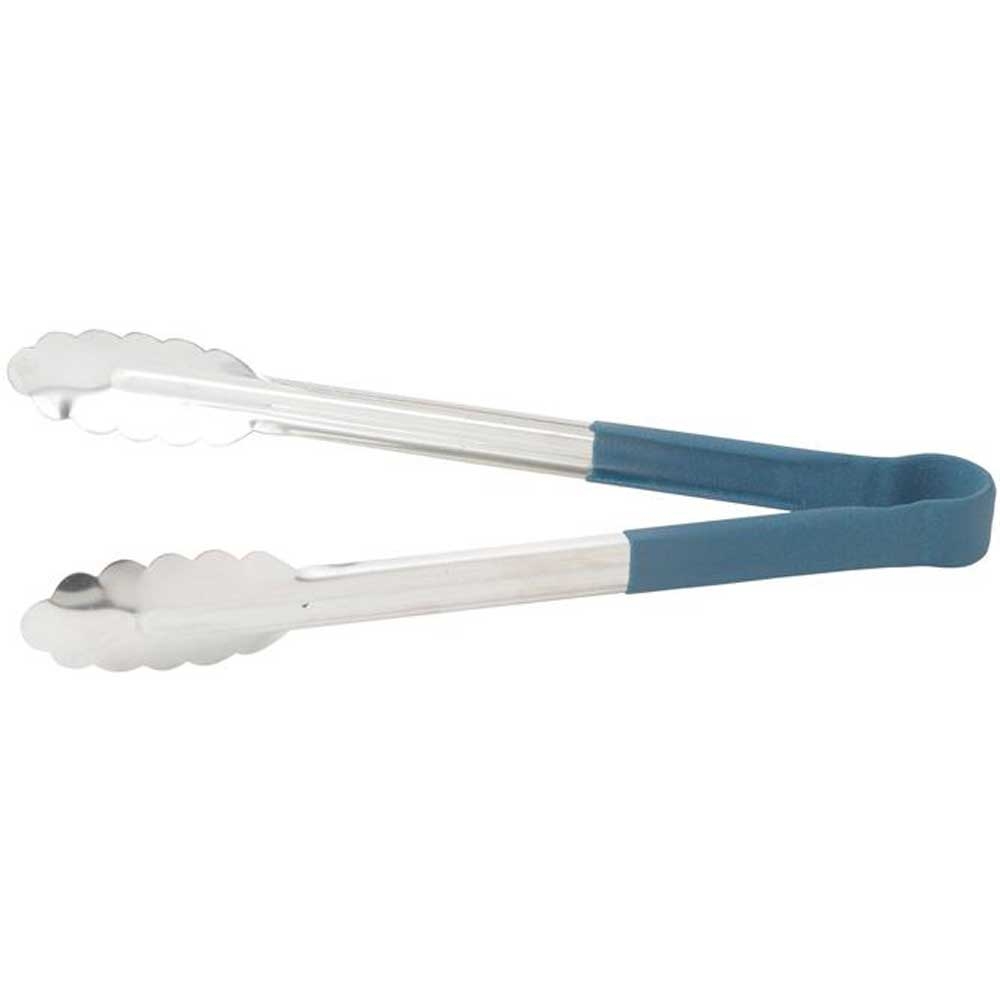 Winco Stainless Steel Heat Resistant Utility Tong with Blue Polypropylene Handle, 9 inch -- 6 per case.