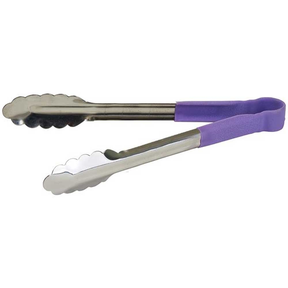 Winco Stainless Steel Utility Tong with Purple Polypropylene Handle, 9 inch -- 6 per case.