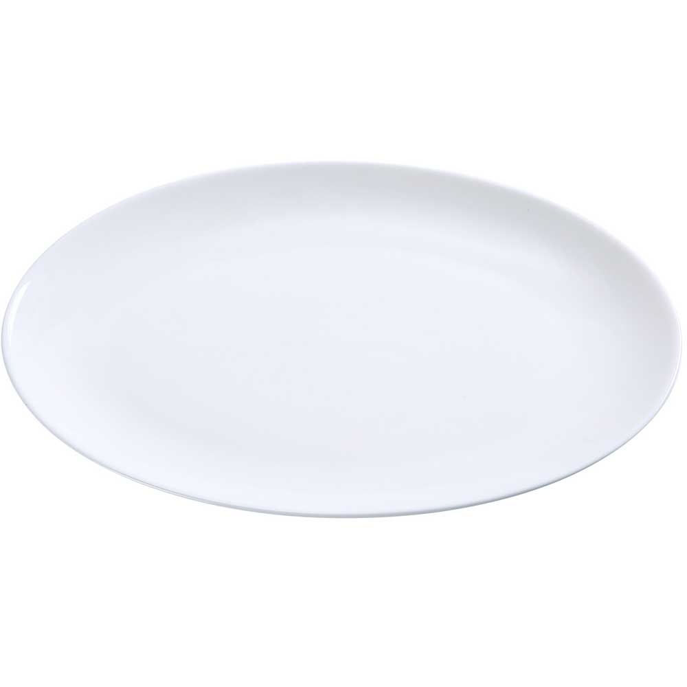 Yanco Abco Porcelain Oval Rolled Edge Coupe Super White Platter, 14 inch -- 12 per case.