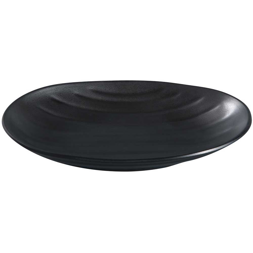 Yanco Asian Style Melamine Oval Deep Black Pearl Plate, 8 1/2 inch -- 48 per case.