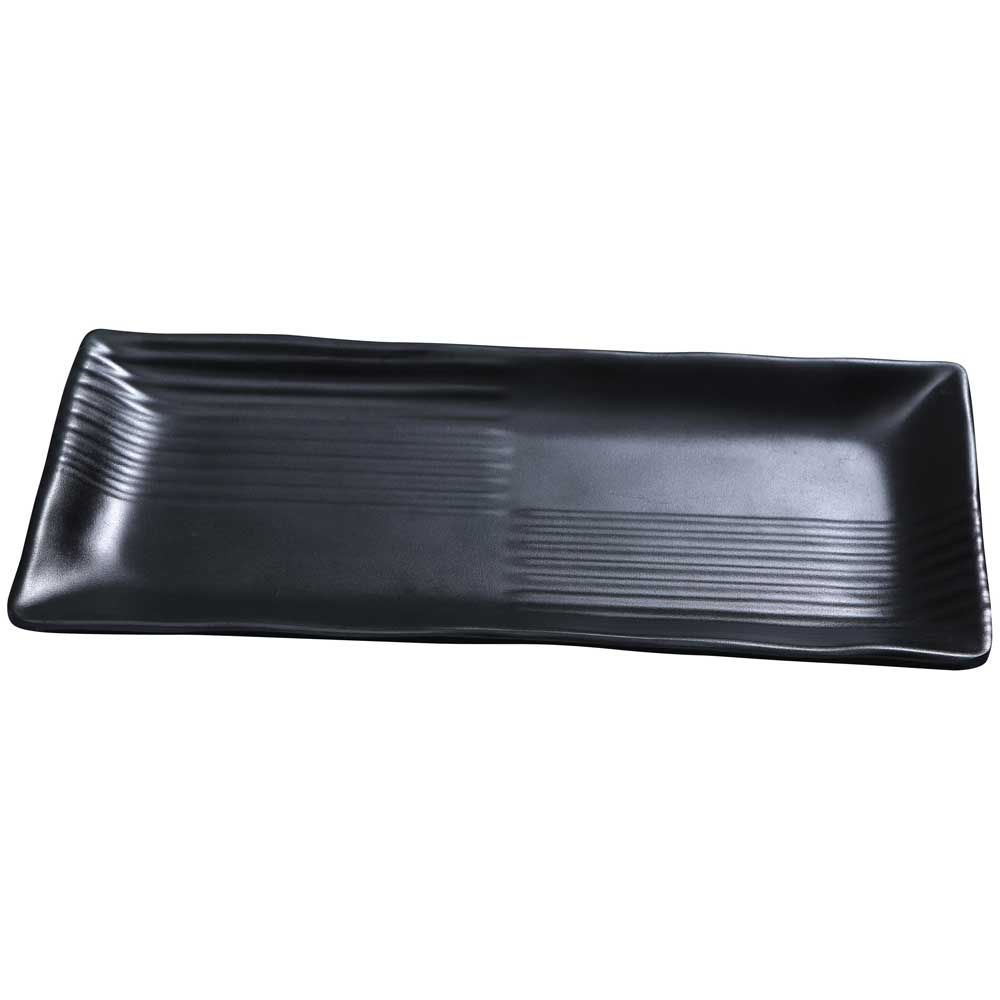 Yanco Asian Style Melamine Rectangle Black Pearl Plate, 12 X 5 1/2 Inch -- 24 Per Case