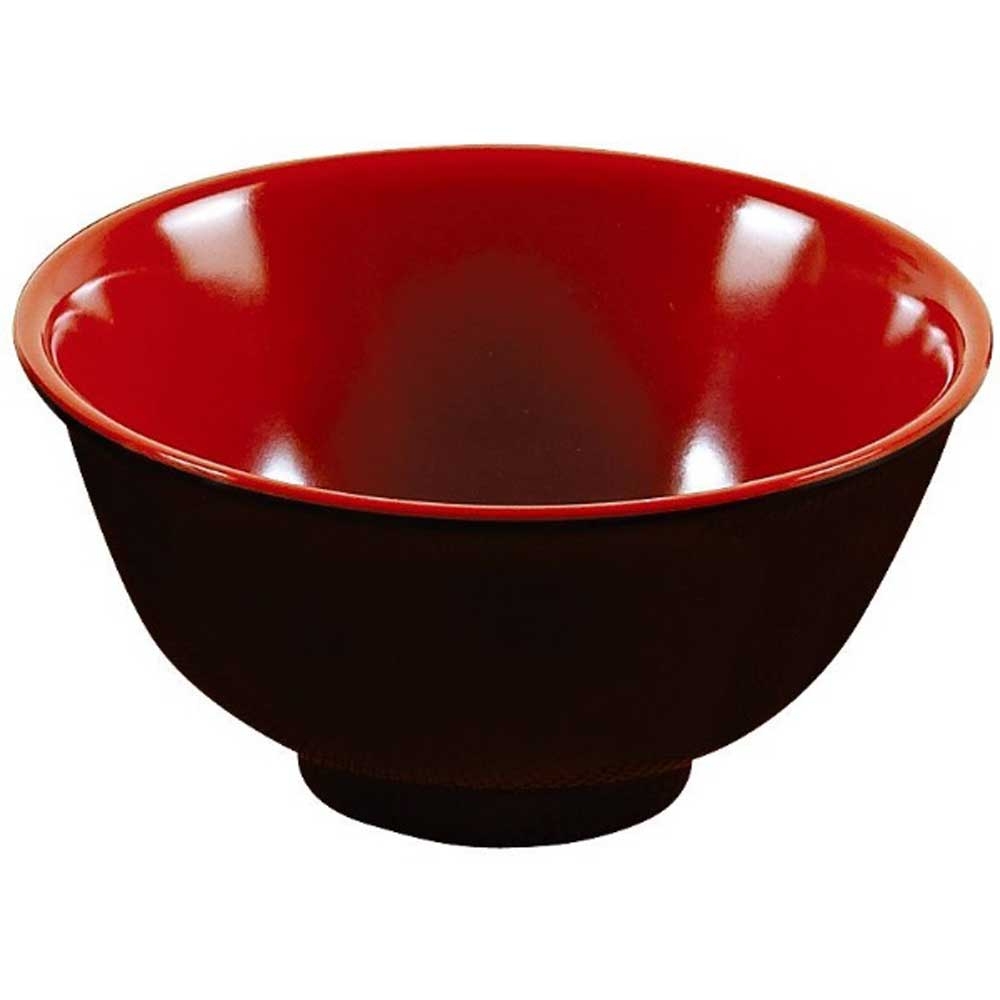 Yanco Two Tone Melamine Round Black/Red Rice Bowl, 8 Ounce -- 48 per case.
