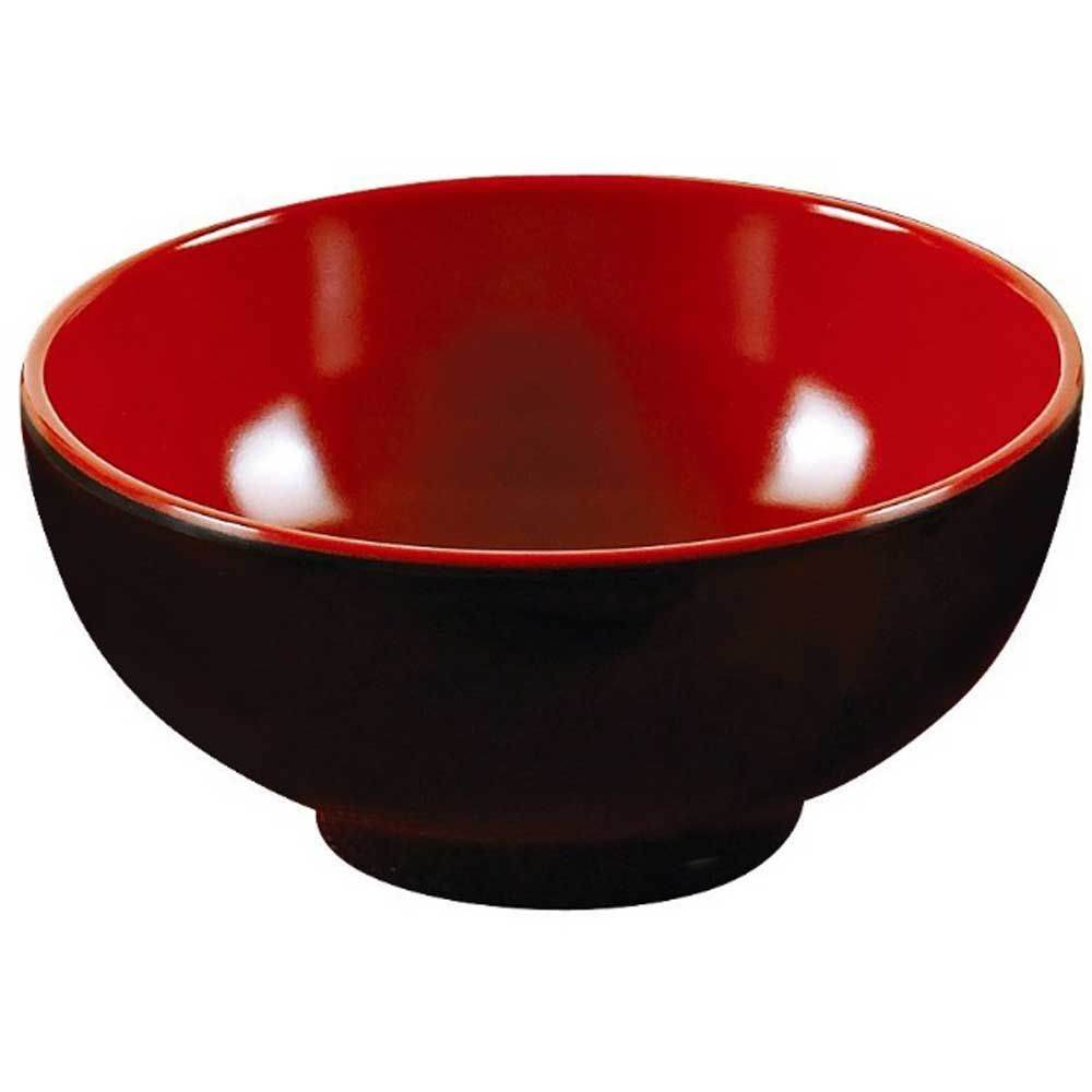 Yanco Two Tone Melamine Round Black/red Rice Bowl, 8 Ounce -- 48 Per Case
