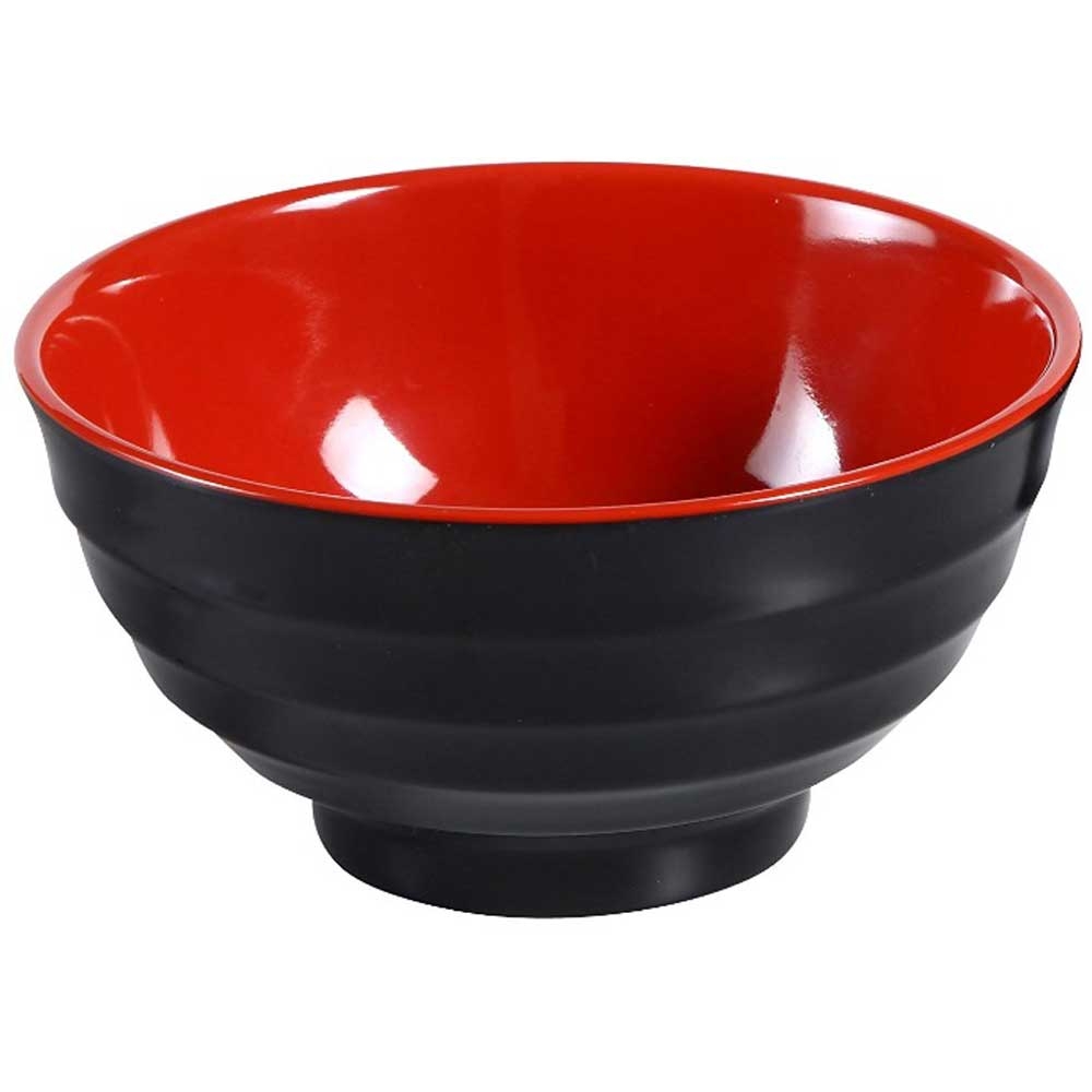 Yanco Two Tone Melamine Round Black/Red Noodle Bowl, 24 Ounce -- 48 per case.