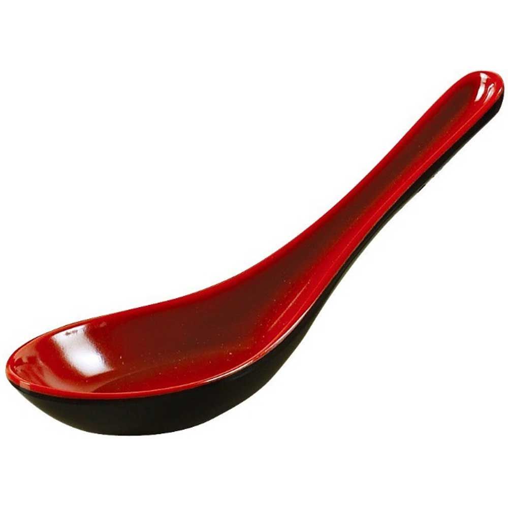 Yanco Two Tone Melamine Black/red Soup Spoon, 5 1/2 Inch Length -- 72 Per Case