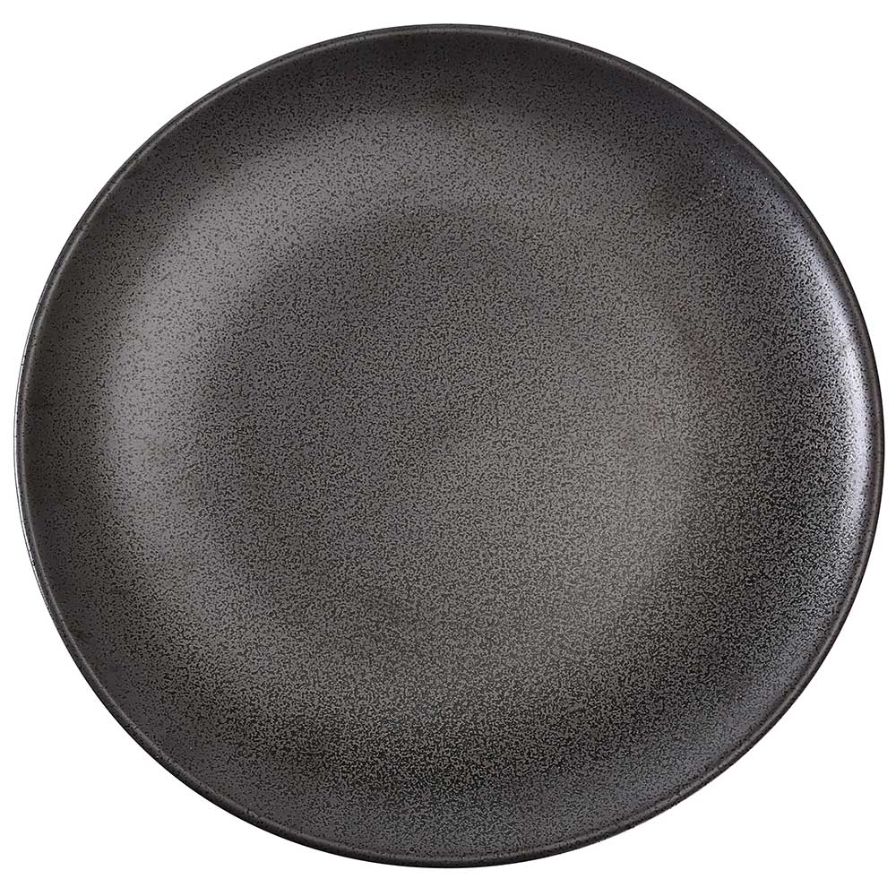 Yanco Diamond Black Speckled Porcelain Round Coupe Plate, 10 1/2 x 1 1/8 inch -- 12 per case.