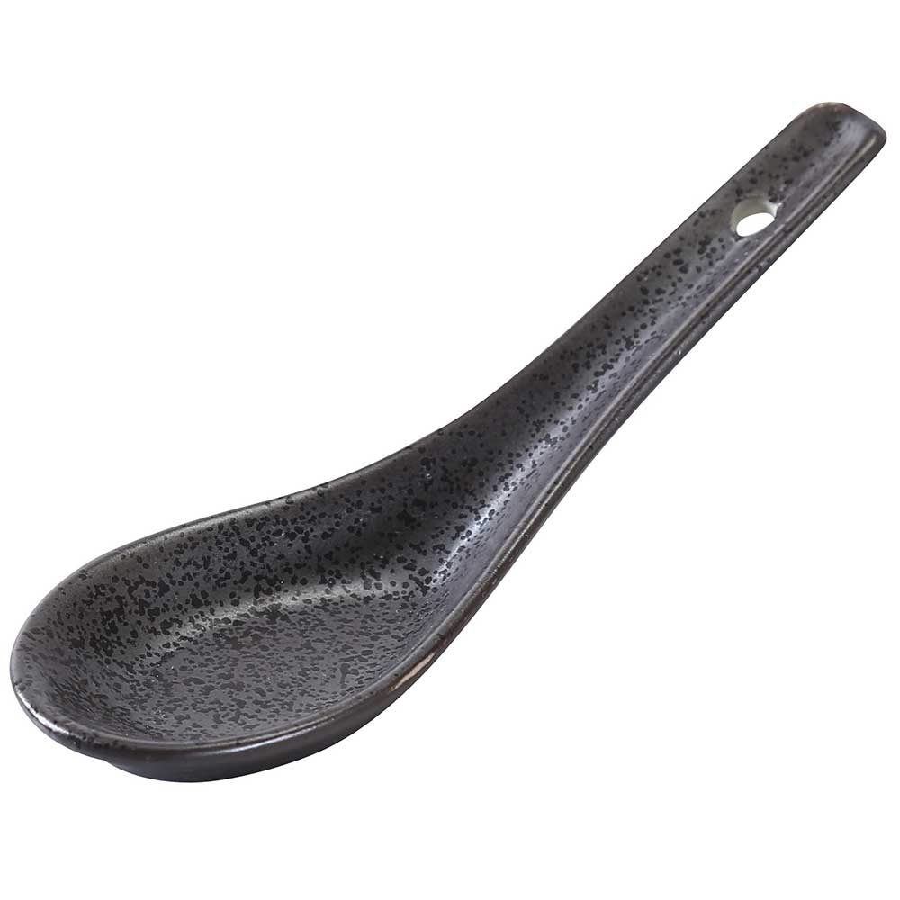 Yanco Diamond Black Speckled Porcelain Spoon, 5.5 inch -- 72 per case