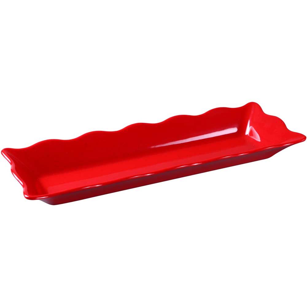 Yanco Melamine Rectangular Scalloped Edge Red Serving Tray, 17 1/2 X 6 3/4 X 2 Inch -- 6 Per Case