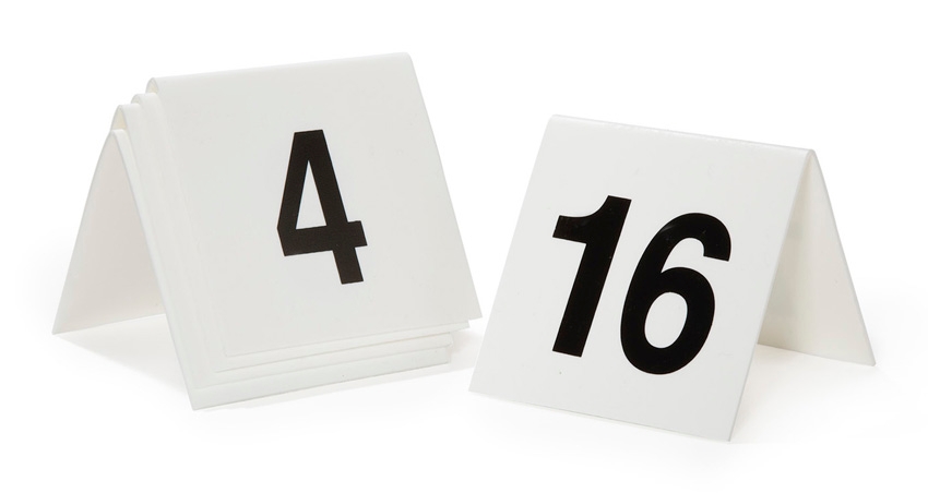 GET Enterprises inc Polypropylene White Table Tent - Numbers 1 to 25 -- 3 per case.