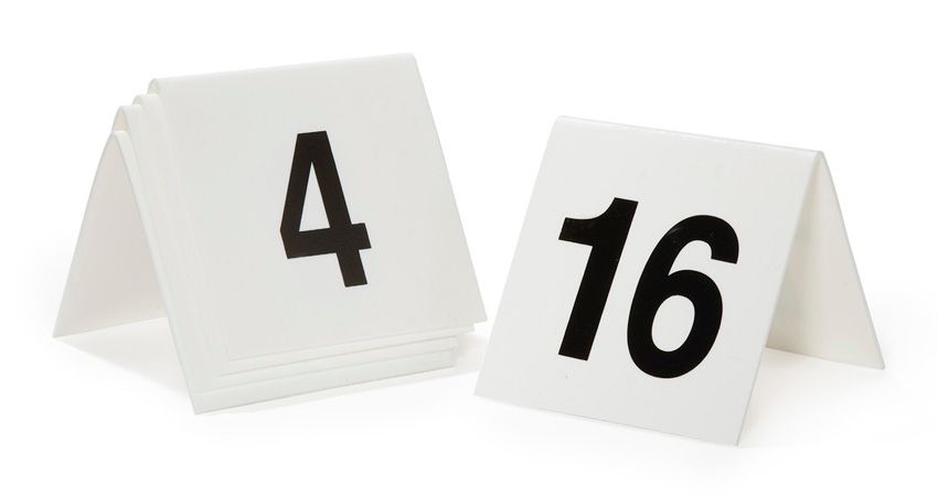 Get Enterprises Inc. Polypropylene White Table Tent Numbers 26–50 -- 3 Per Case