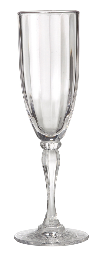 GET Enterprises Inc Styrene Acrylonitrile Stemware Clear Fluted Champagne Glass, 6 Ounce -- 24 per case.