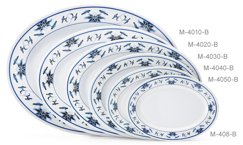 GET Enterprises inc Water Lily Dynasty Series Melamine Oval Platter, 12.25 x 8.75 inch -- 12 per case.