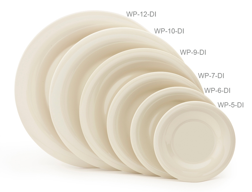 GET Enterprises inc Diamond Ivory Melamine Round Wide Rim Plate, 9 inch -- 24 per case.