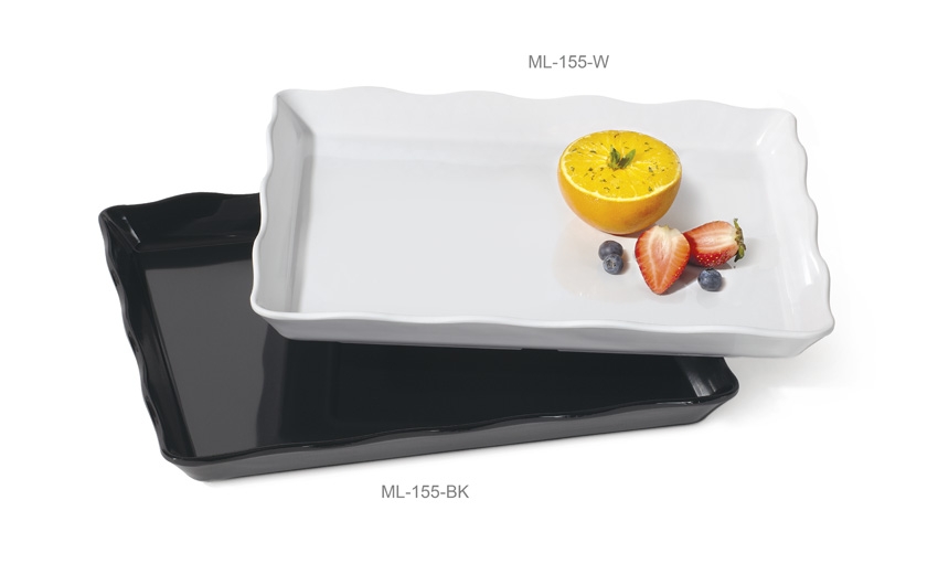 GET Enterprises inc Bake and Brew Melamine Scallop Edged Rectangular Display Tray, 14 x 11.5 inch -- 6 per case