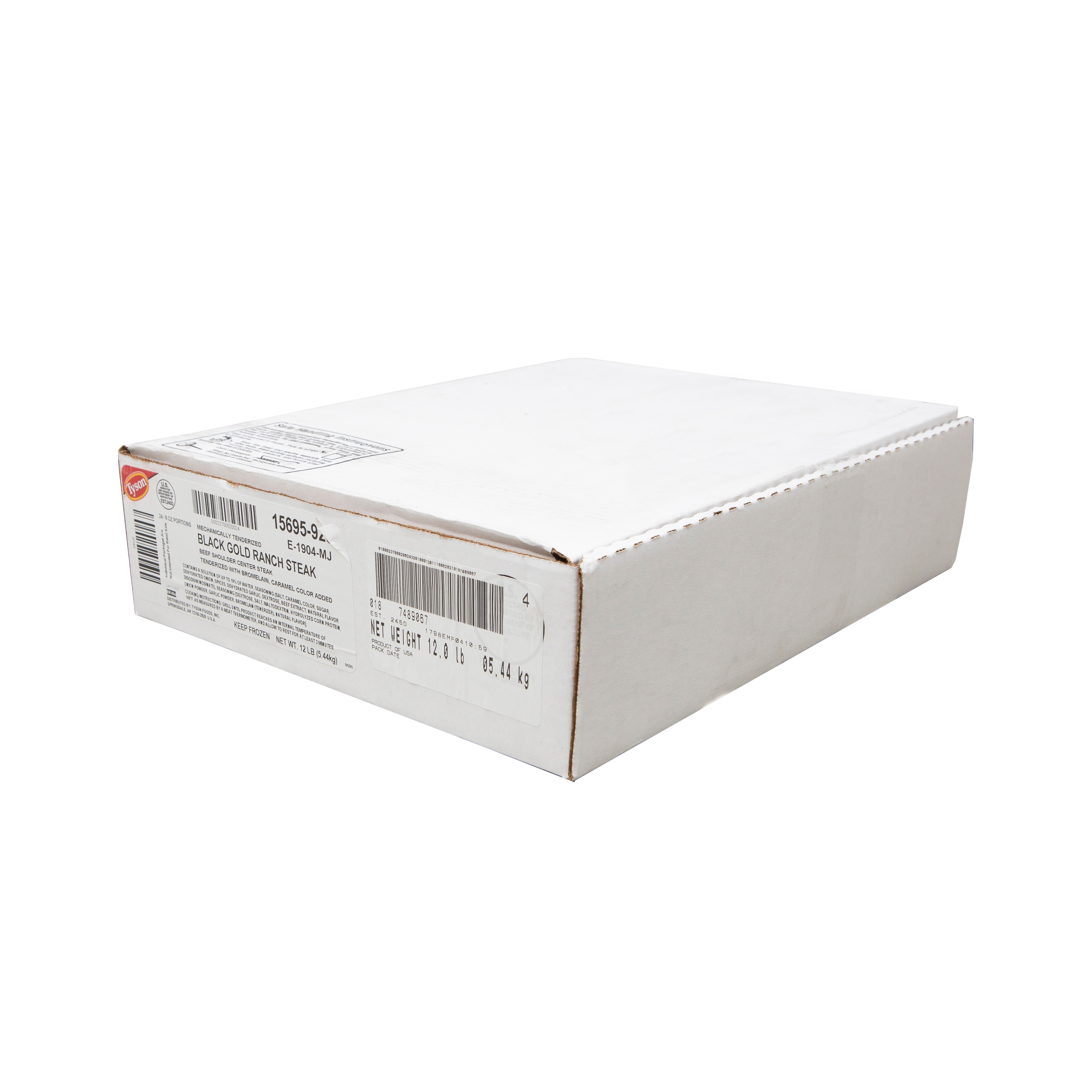 Tyson Marinated Black and Gold Ranch Cut Steak, 12 Pound.