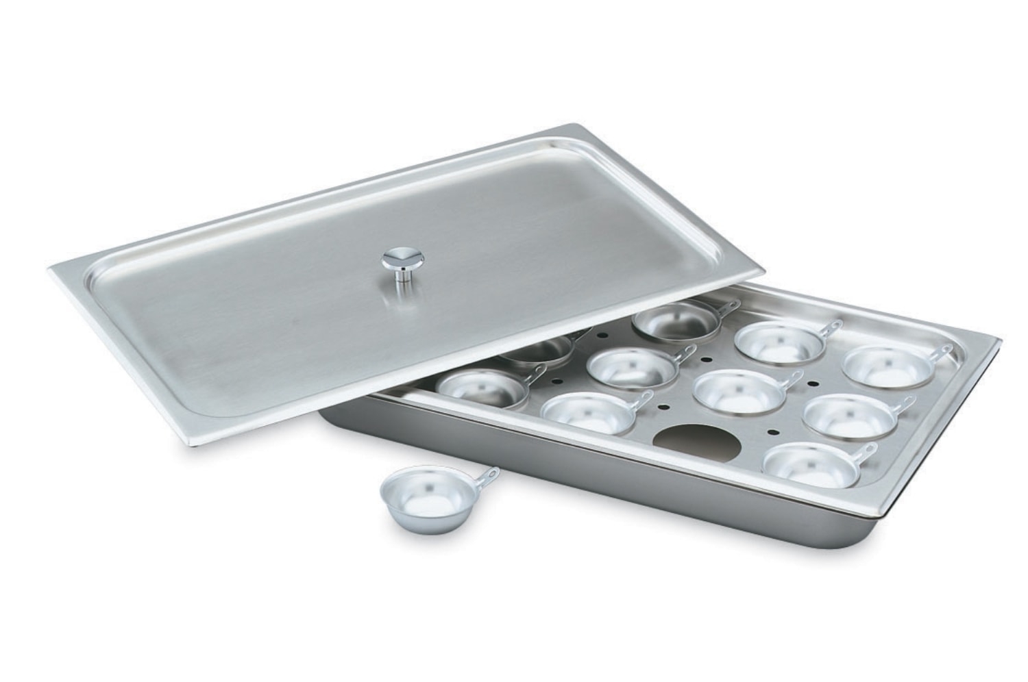 Vollrath 18-8 Stainless Steel One Half Size Egg Poacher/Juice Glass Holder, 22 3/32 inch Hole Diameter.