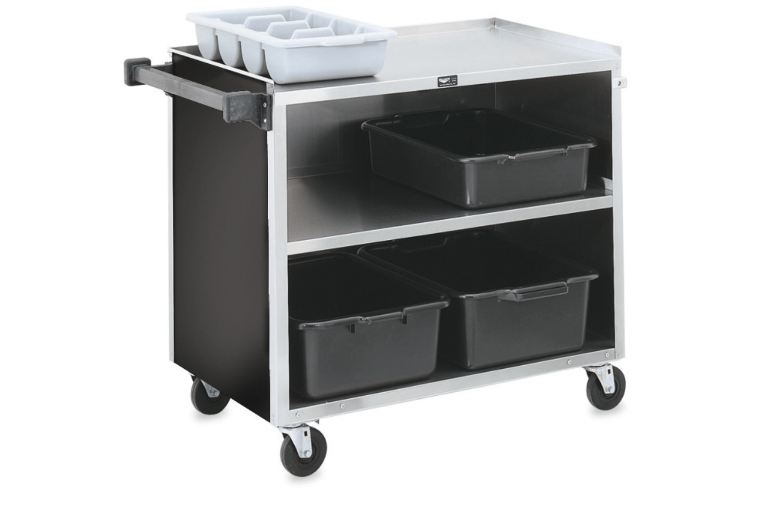 Vollrath Stainless Steel 3 Shelf Bussing Cart - 500 Pound Capacity, Maximum Dimensions (L x W x H) : 39 1/4 x 21 x 34 3/4 inch, Shelf Size : 35 x 21 inch, Height Between Shelves : 12 1/2 inch.