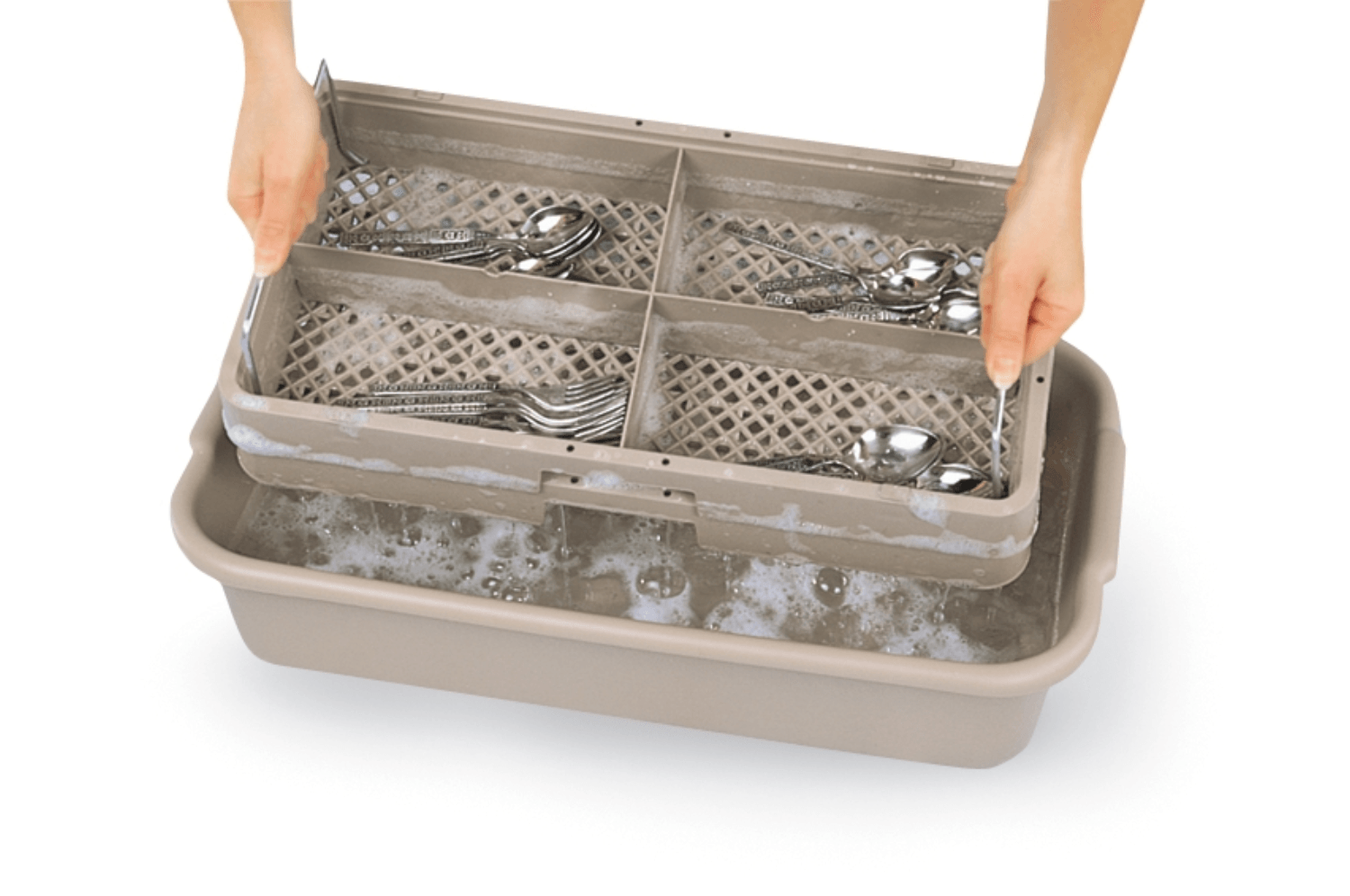 Traex Rack Master Beige 4 Compartment Half Size Flatware Dishwasher Rack.