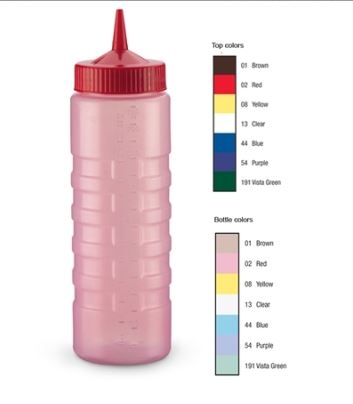 Traex Tri Tip Wide Mouth Squeeze Dispenser - Clear Bottle and Blue Cap, 32 Ounce -- 12 per case.