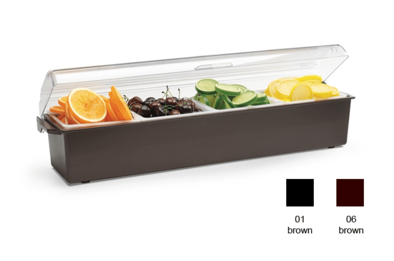 Plastic Brown Condiments Dispenser with Standard Lid, 4 Quart