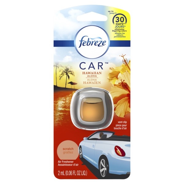 Febreze Car Vent Clip Hawaiian Aloha Air Freshener, 0.06 Fluid Ounce -- 8 per case.