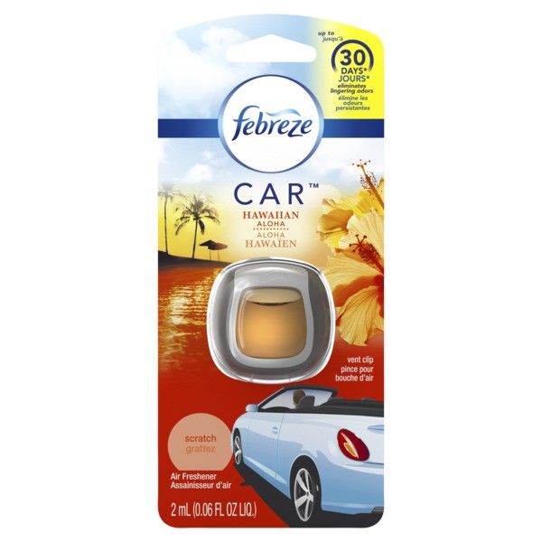 Febreze Car Vent Clip Hawaiian Aloha Air Freshener, 0.06 Fluid Ounce -- 8 Per Case