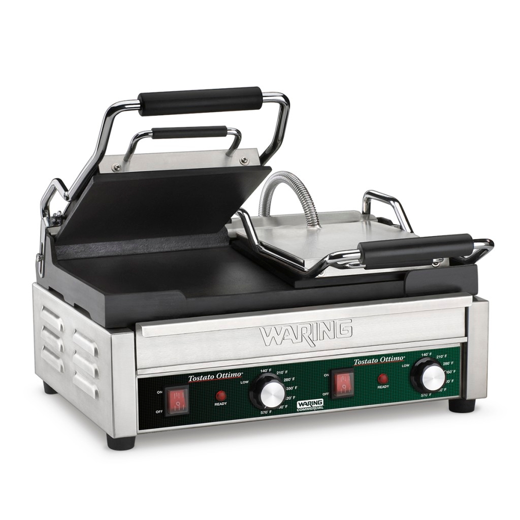 Waring Dual Flat Panini Sandwich Grill, 9.25 x 18.75 x 15.5 inch.